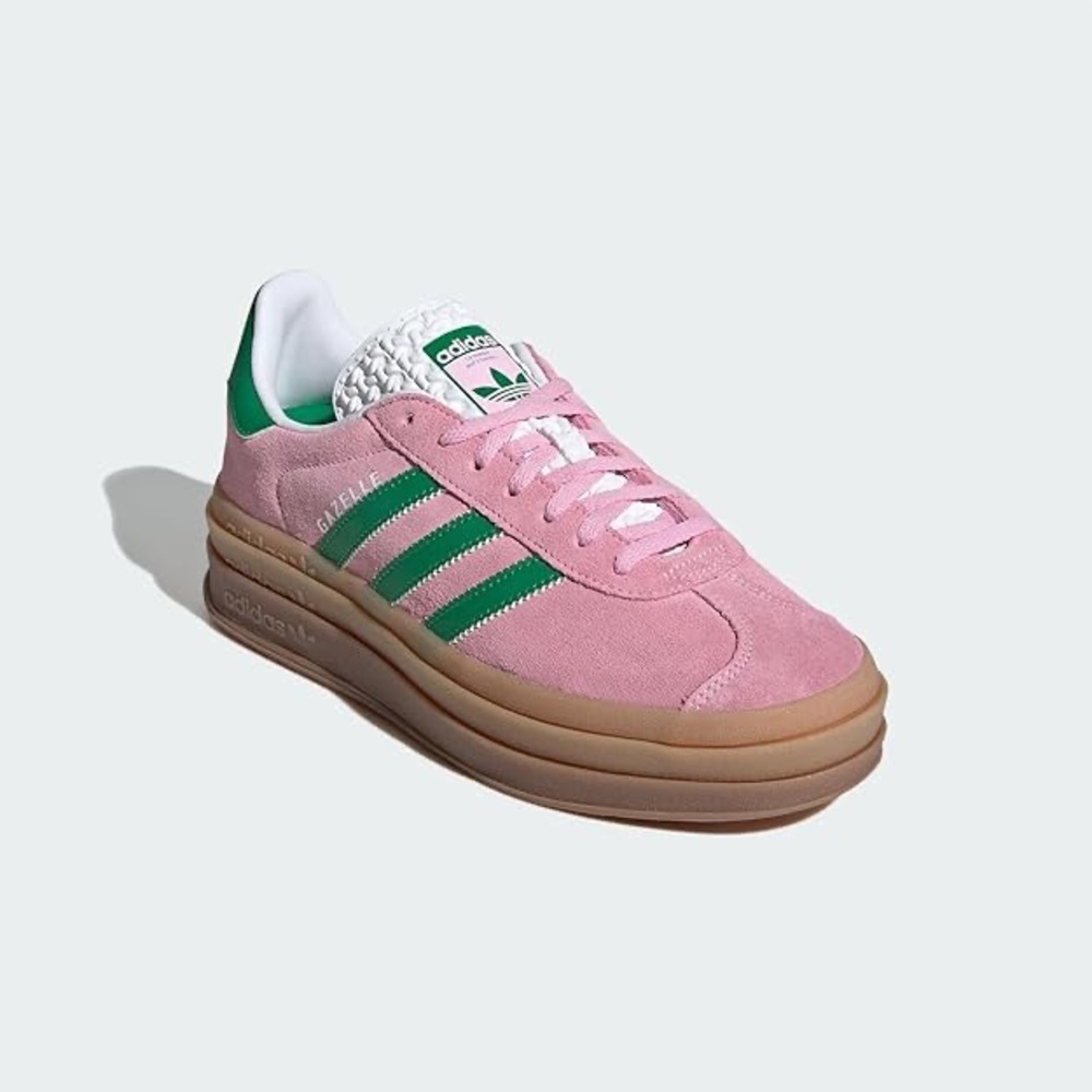 adidas Gazelle Platform Sneakers in Pink and Green with Gum Sole - Picture 2 of 10